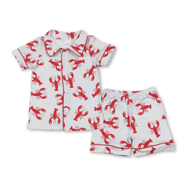 RTS NO MOQ Sibling Baby Boys Grey Rodeo Horse Shirt Buttons Top Shorts Pajamas Clothes Sets