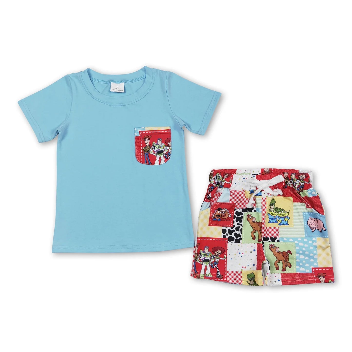 RTS NO MOQ Sibling milk silk Cute Clothes Baby Boys Short Sleeve Tee and Shorts Casual Set
