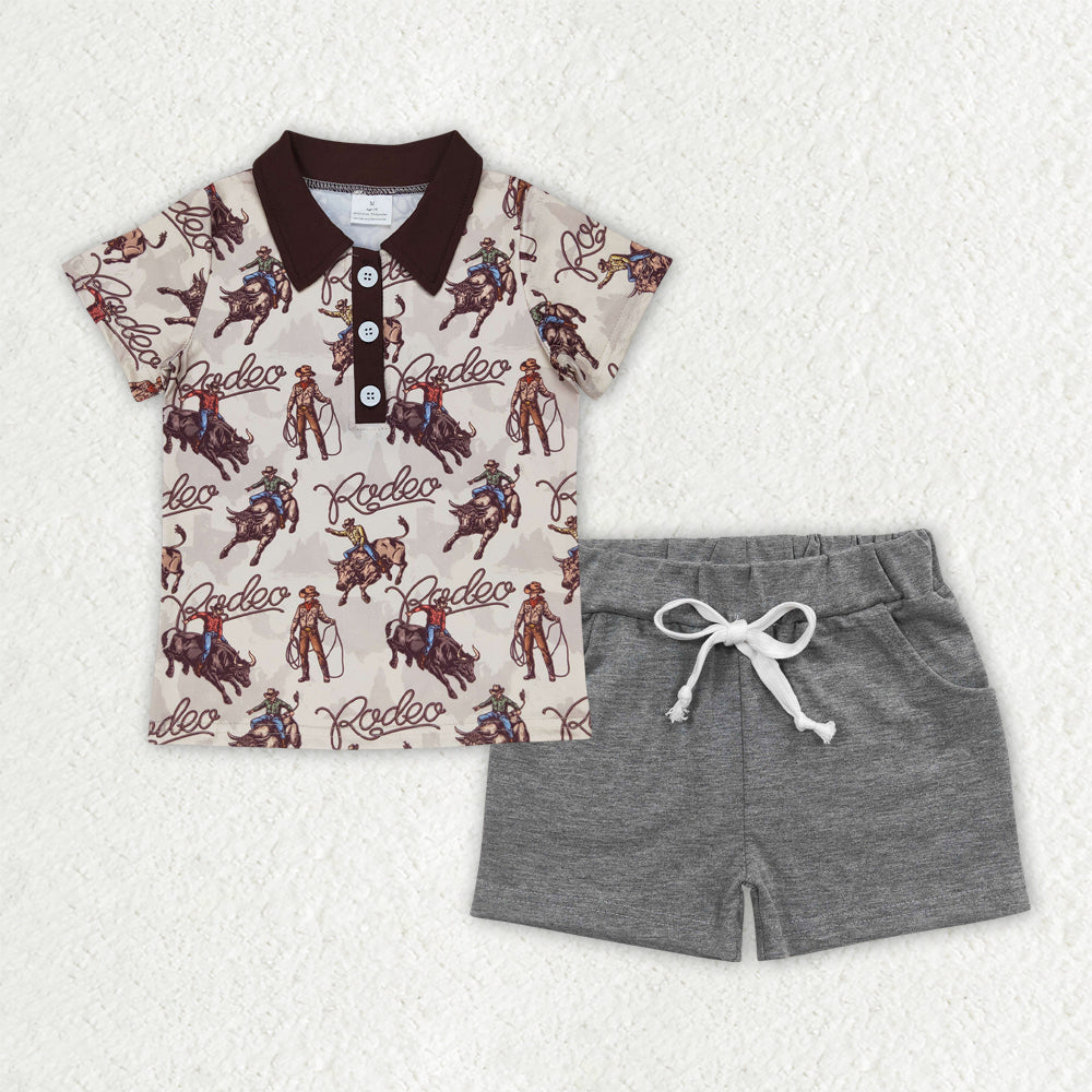 RTS NO MOQ ETA 5/7days Arrived BSSO1466 riding horse short sleeve shorts set