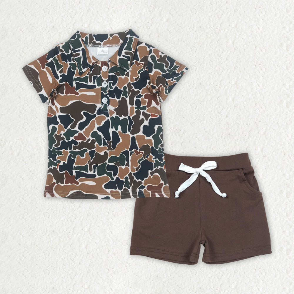 RTS NO MOQ BSSO1493 baby boy clothes camouflage short sleeve top shorts sets