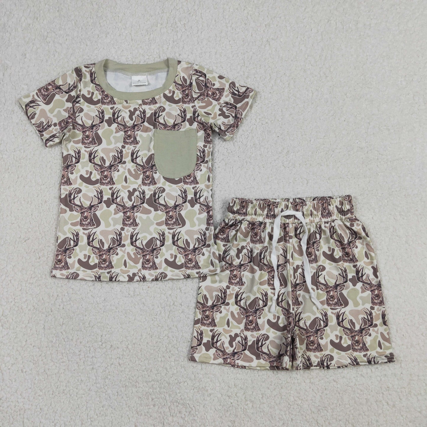 RTS NO MOQ Sibling Baby Boys Camouflage Pajamas Set with Pocket Top And Shorts Hunting Sleepwear for Infants