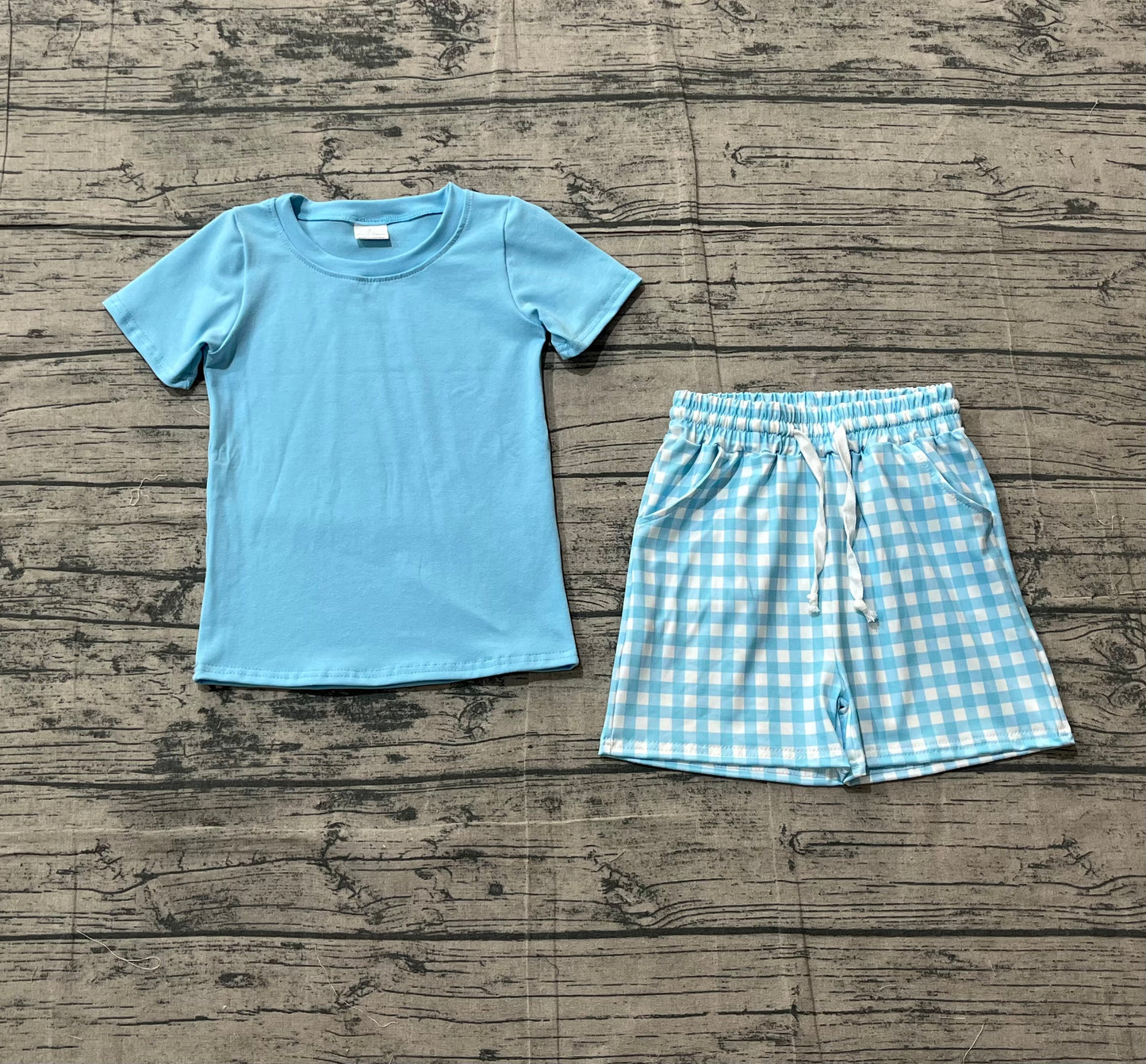 (Pre Order) No moq BSSO1883 Pre-order baby boy clothes sky blue short sleeve shorts sets-2026.1.24