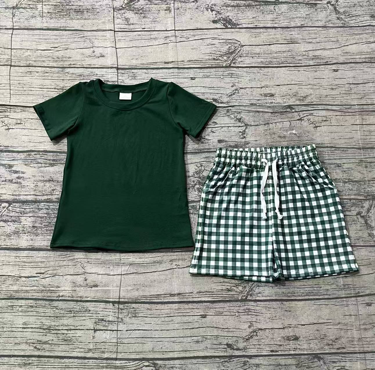 (Pre Order) No moq BSSO1885 Pre-order baby boy clothes green short sleeve shorts sets-26.1.25