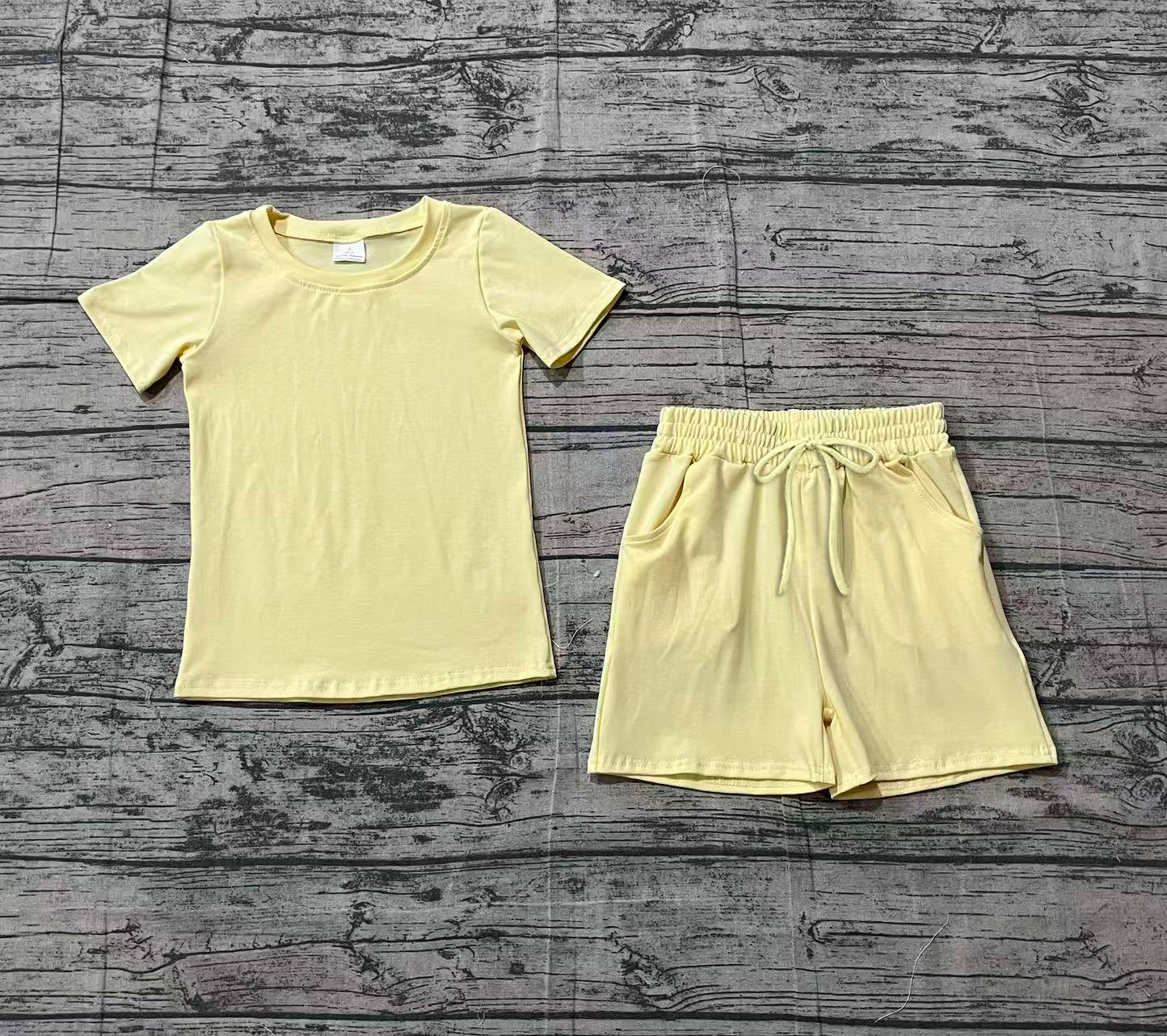 (Pre Order) No moq BSSO1888 Pre-order baby boy clothes yellow short sleeve shorts sets-26.1.25