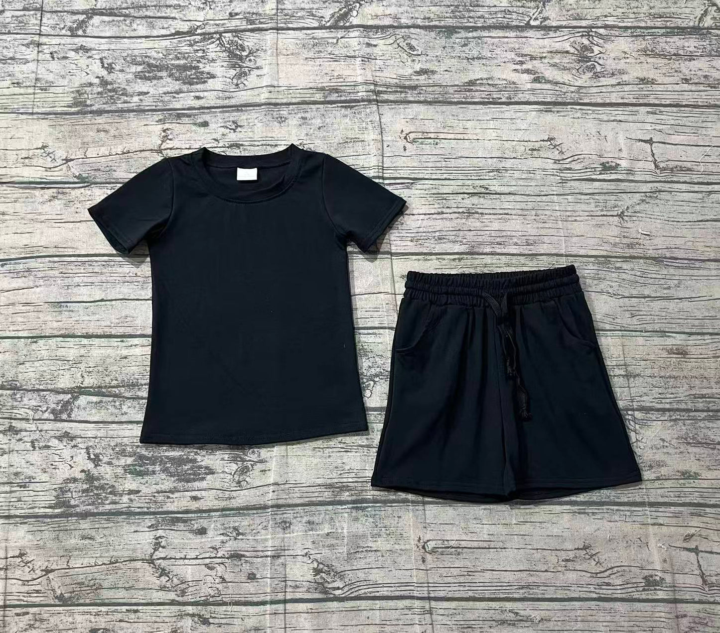 (Pre Order) No moq BSSO1889 Pre-order baby boy clothes black short sleeve shorts sets-26.1.25