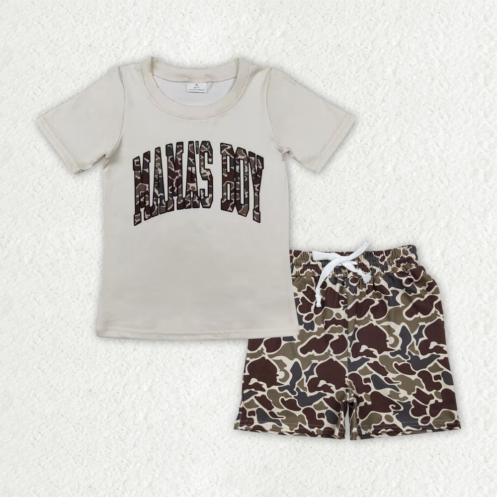 RTS NO MOQ(In Stock) BT0792+SS0735 baby girl clothes MAMA camouflage short-Sleeve shorts sets-BSSO1901