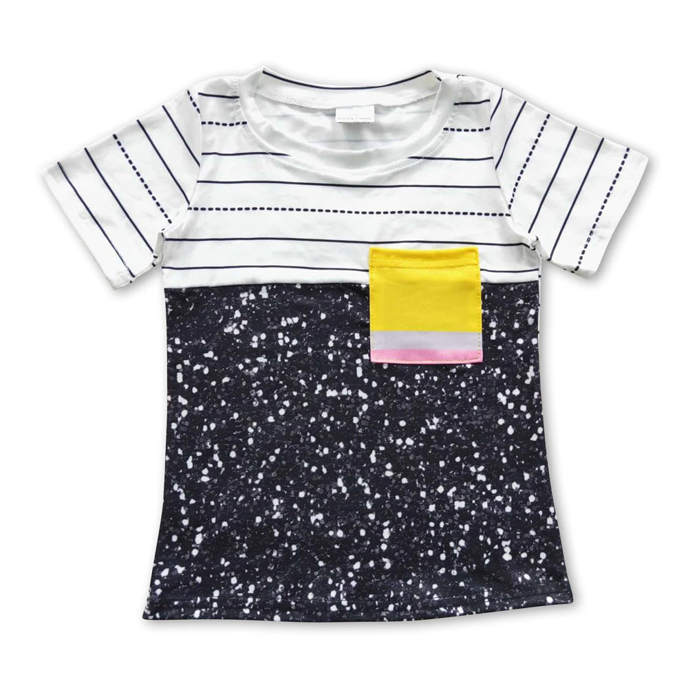 RTS NO MOQ Sibling milk silk Girls Belts Knee Length Dresses Boys Pencil Pocket Short Sleeve Shirts Tops Back To School Casual Outfit(2T-14-16T)