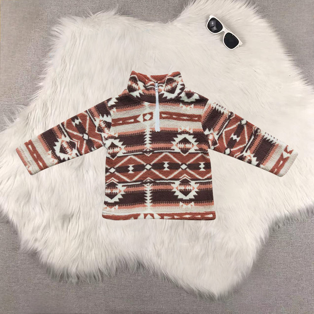 RTS NO MOQ Sibling Baby Boys Fall Plush Camouflage Zip-Up Pullover T-Shirts