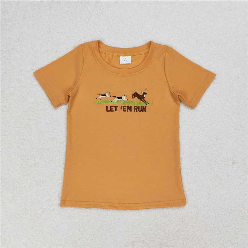 3/6M-7/8T RTS NO MOQ(In Stock) Embroidered puppy short-sleeved top