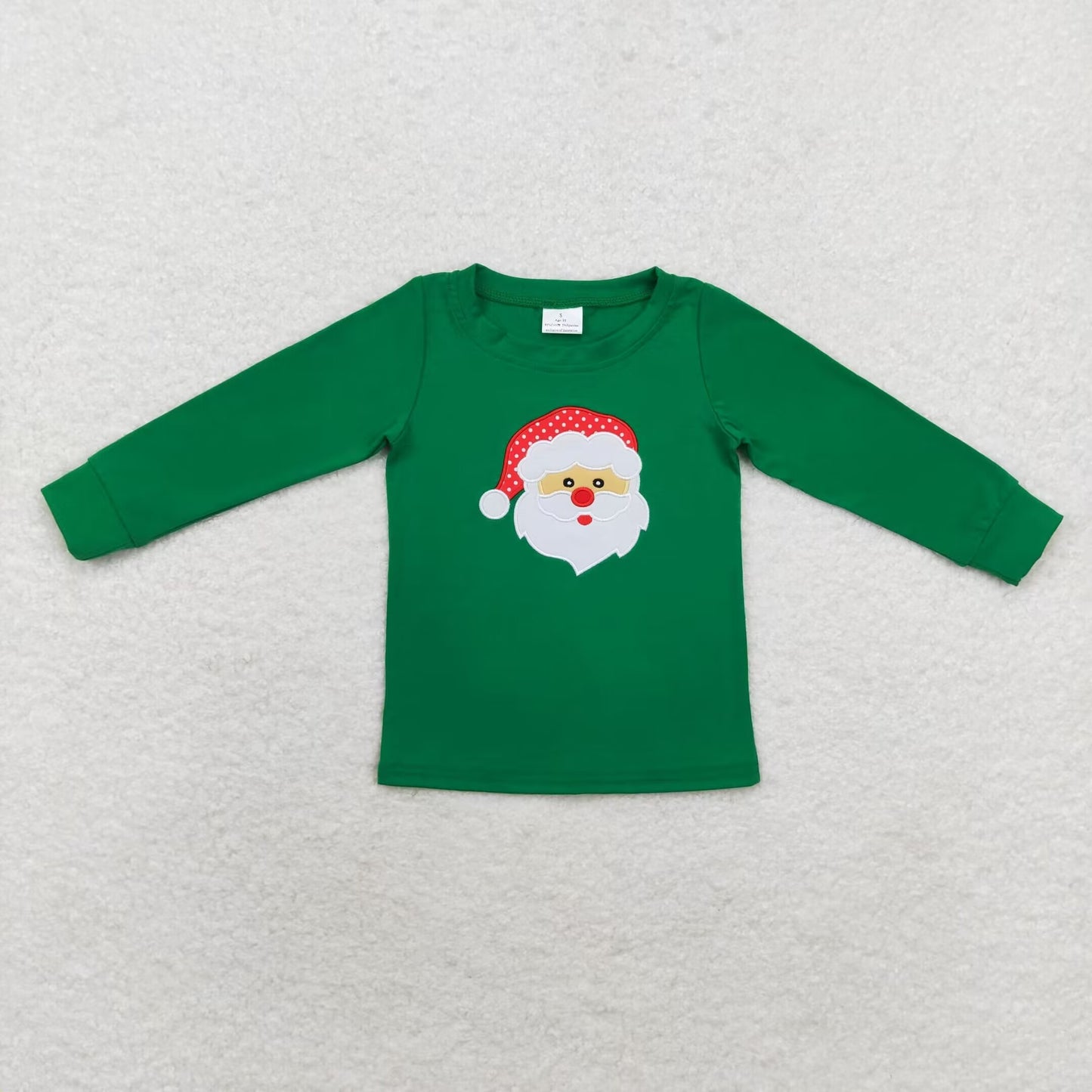 RTS NO MOQ(In Stock ) BT0790 Embroidered plaid hat Santa Claus green long-sleeved top