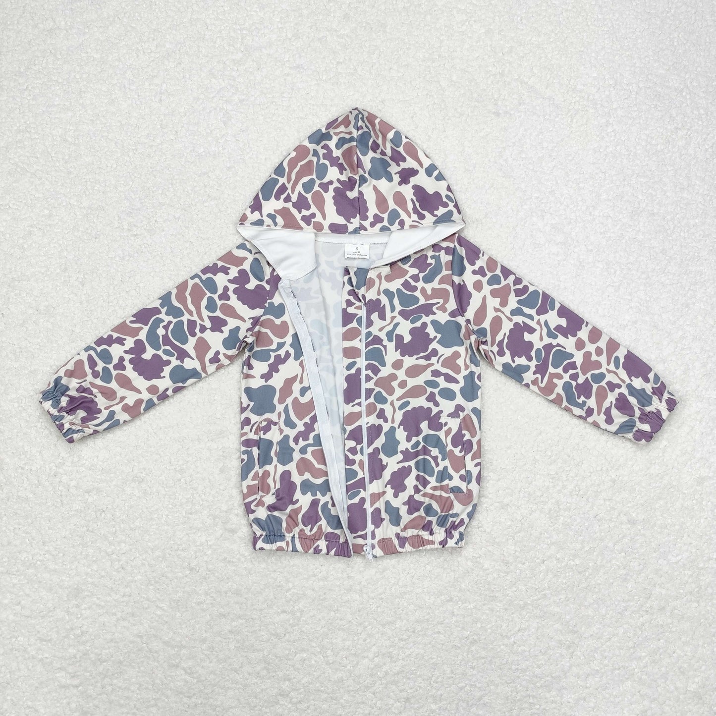 RTS NO MOQ(In Stock) BT0793 Brown green camouflage beige zipper hooded long sleeve top