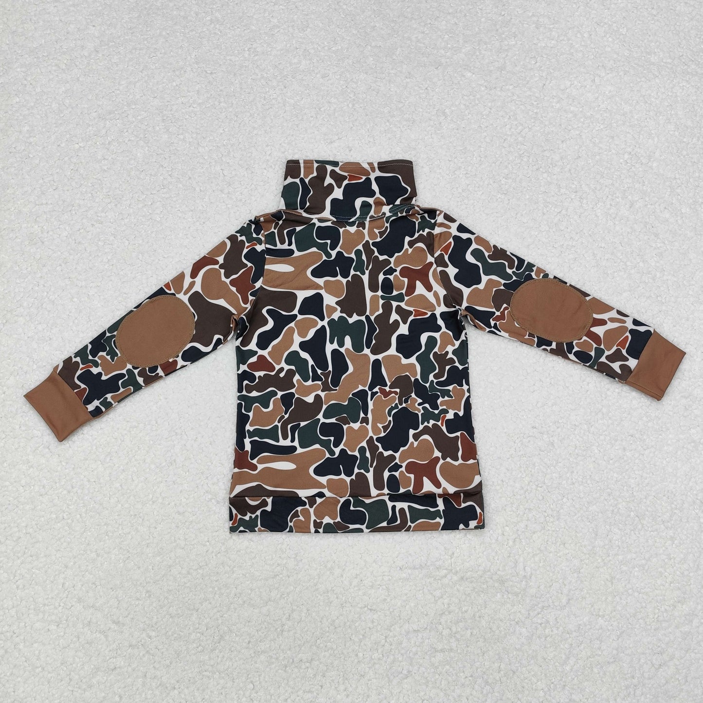 RTS NO MOQ(In Stock) brown green camouflage beige zipper long sleeve top