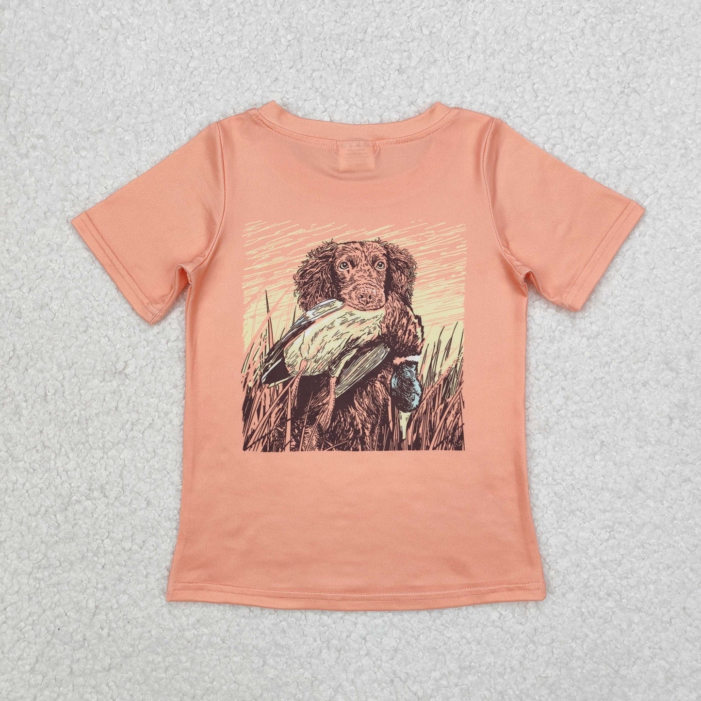 RTS NO MOQ(In Stock) Duck puppy orange short sleeve top