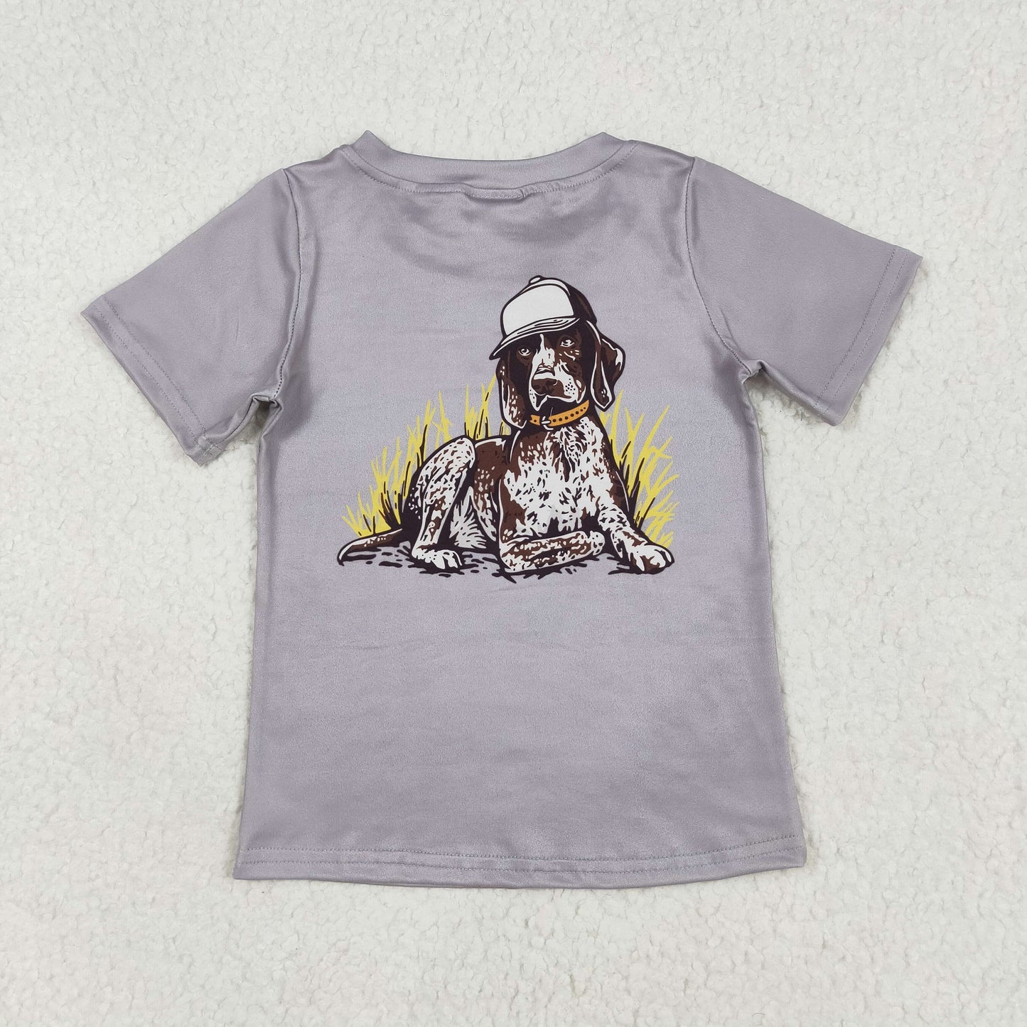 RTS NO MOQ(In Stock) Gray short-sleeved top with puppy hat