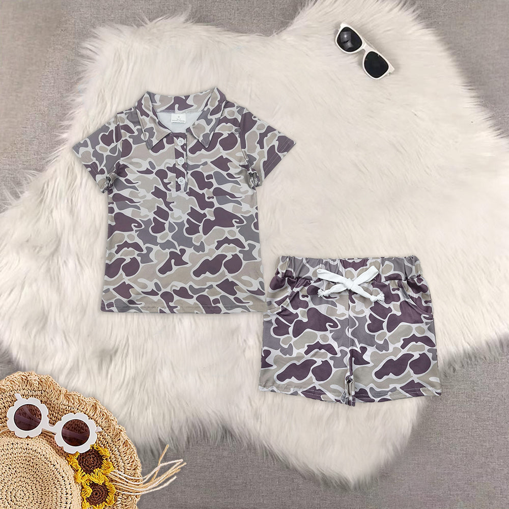RTS NO MOQ Sibling baby boy Clothes camouflage short sleeve shorts Sets