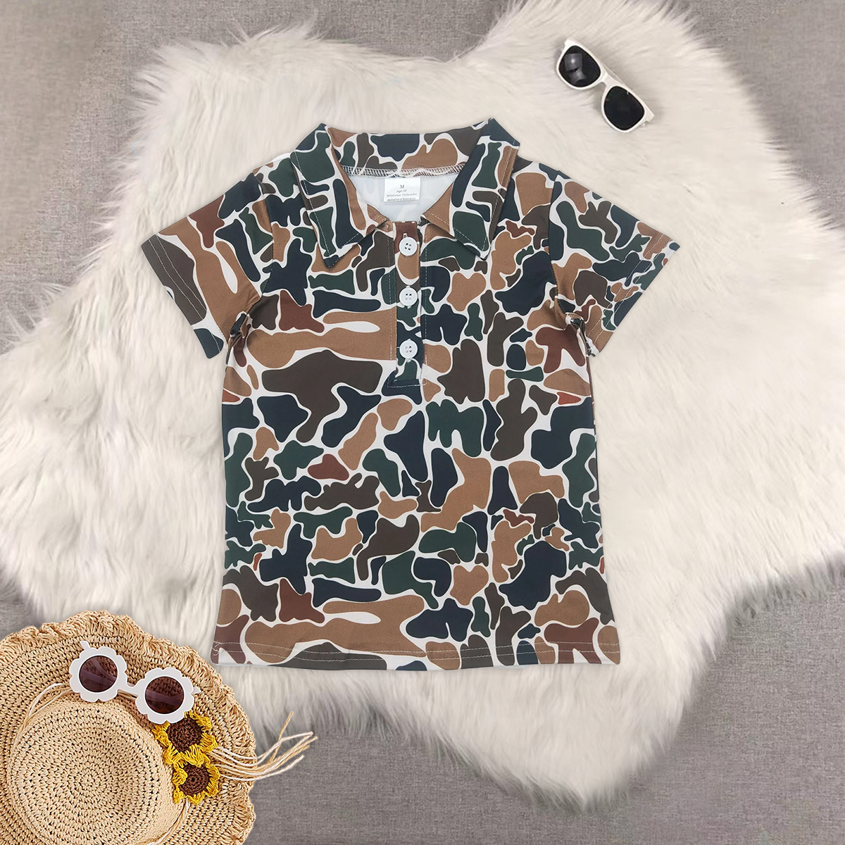 RTS NO MOQ baby boys clothes camouflage Short Sleeve Suit & Top and shorts