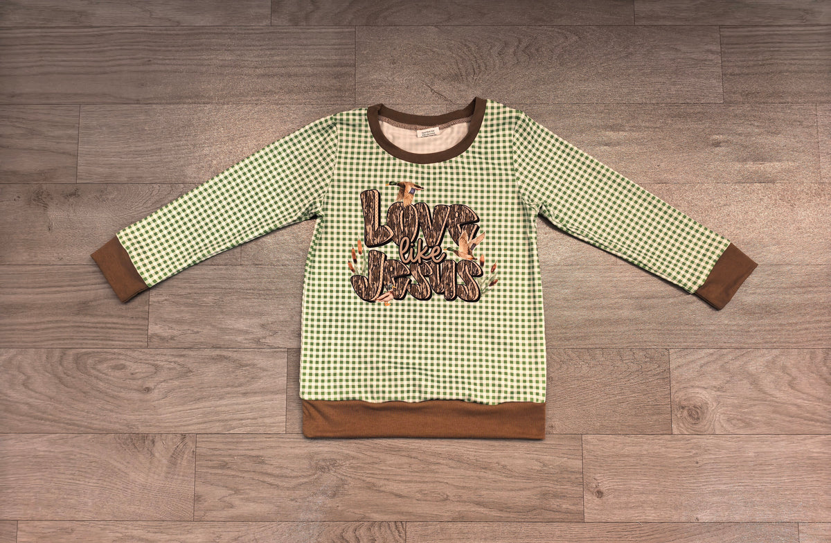 (Sample) No moq milk silk BT1320 Baby Boys Green Plaid Ducks Western Tee Shirts Top Casual Daily Wear