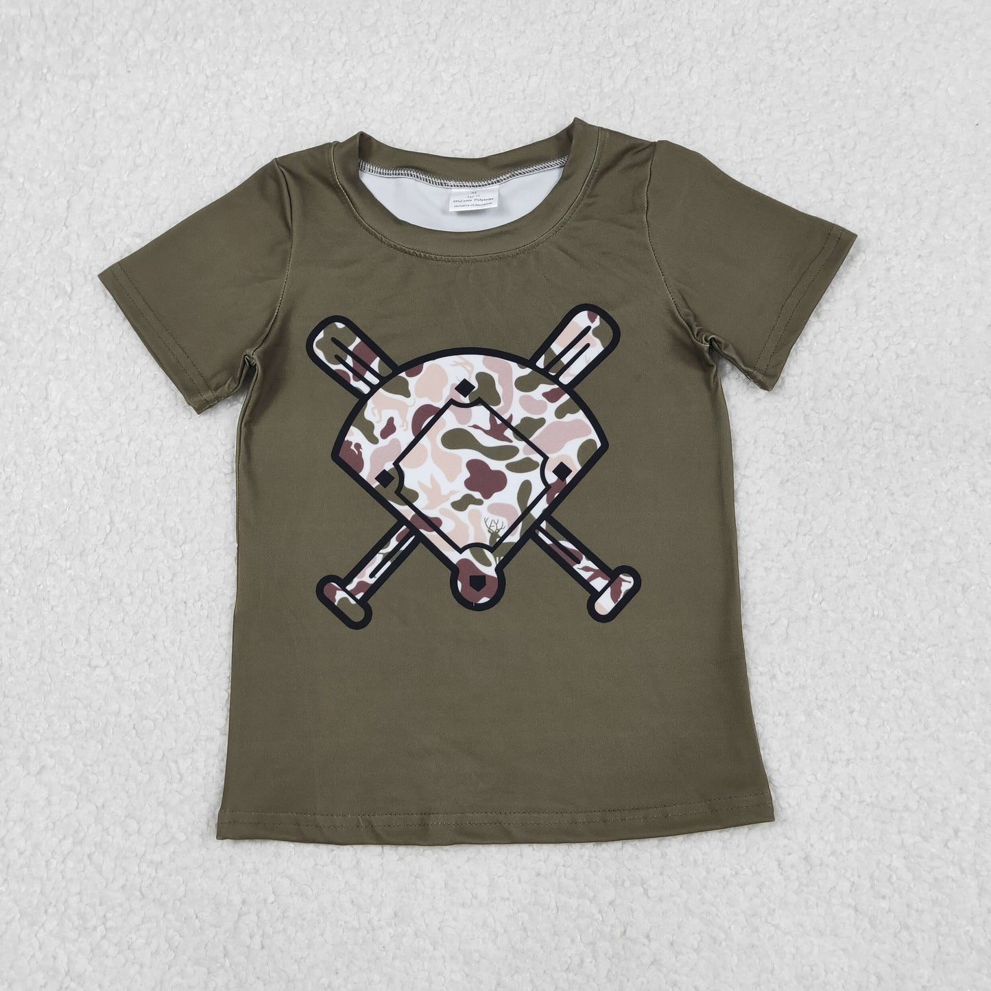 RTS NO MOQ Sibling baby boy clothes Camouflage Fan Baseball Short-Sleeve Shirts