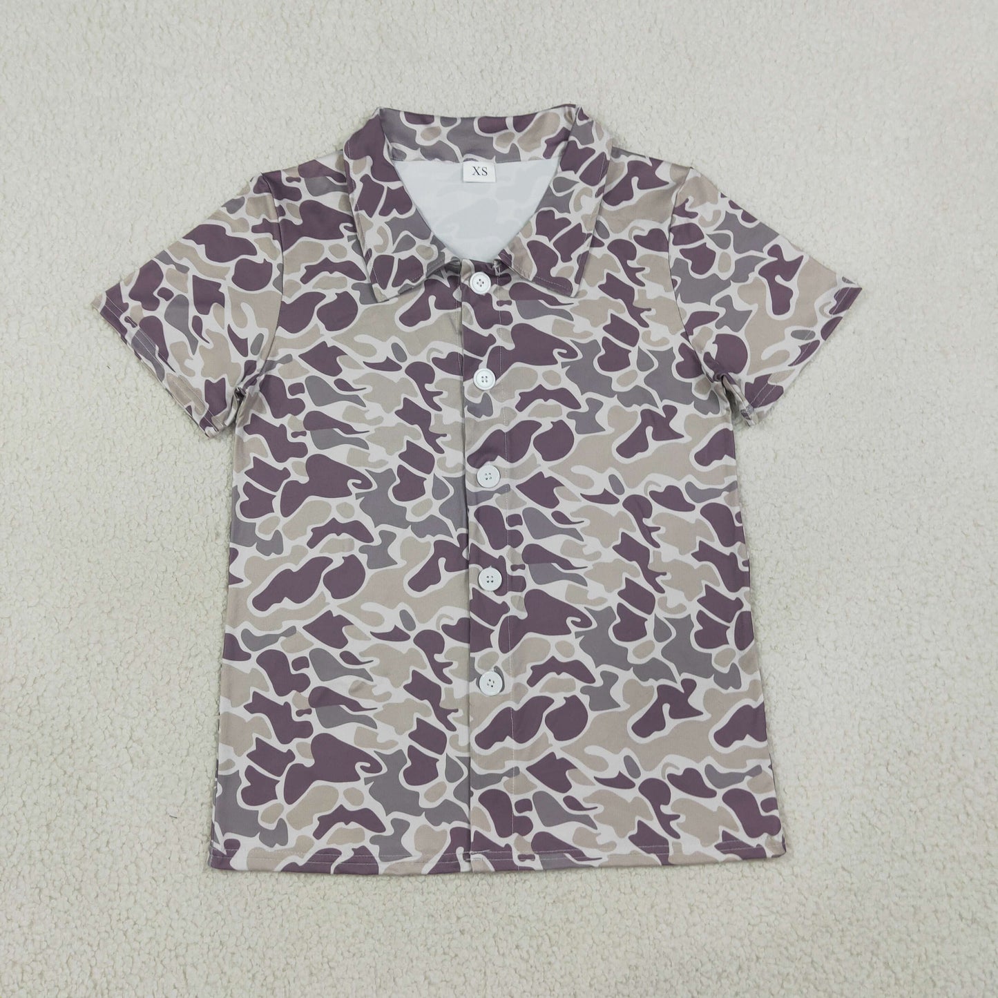 NEW RTS NO MOQ milk silk BT1607 Adult Men Short Sleeve Southern Grey Camo Button Shirts Top