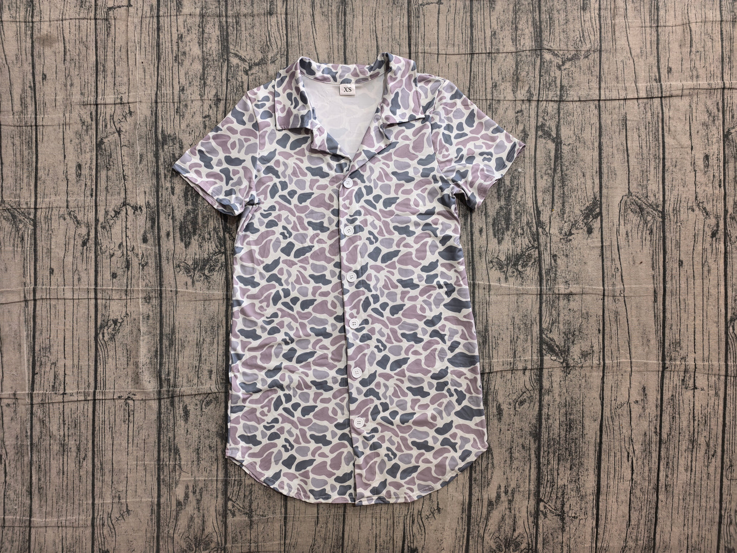 (Sample) No moq BT1609 Adult Men Light Grey Camo Short Sleeve Button Shirts