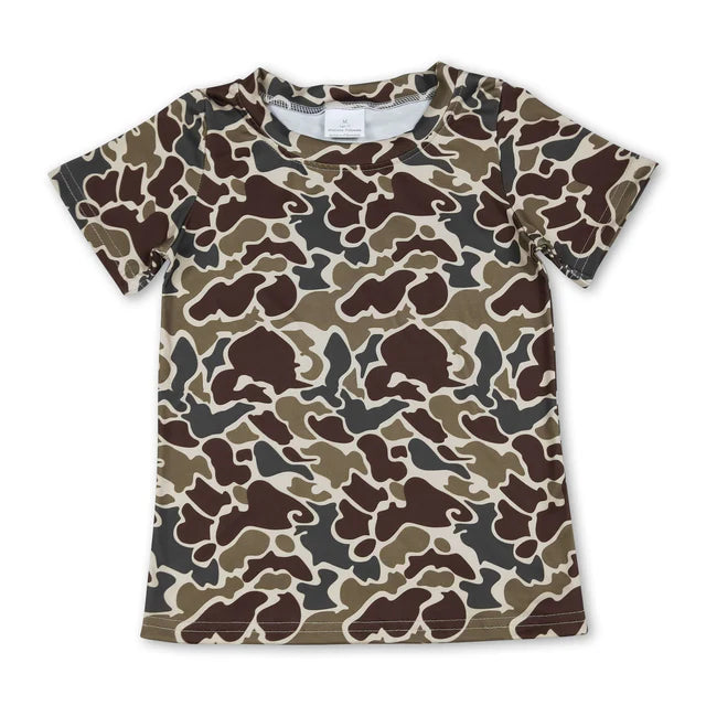 RTS NO MOQ Sibling Baby Boys Short Sleeve Camo Casual T-shirts Top