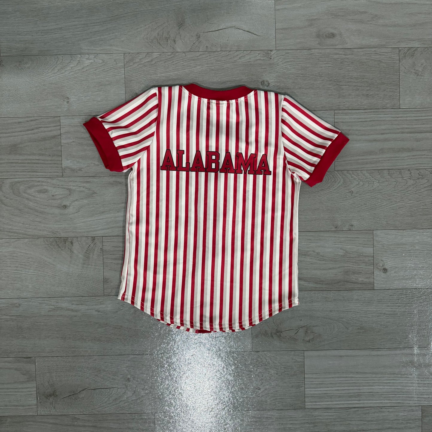 (Sample) No moq milk silk BT1746 Baby Boys Red Stripe Team Print Button Long Sleeve T Shirt Casual Top