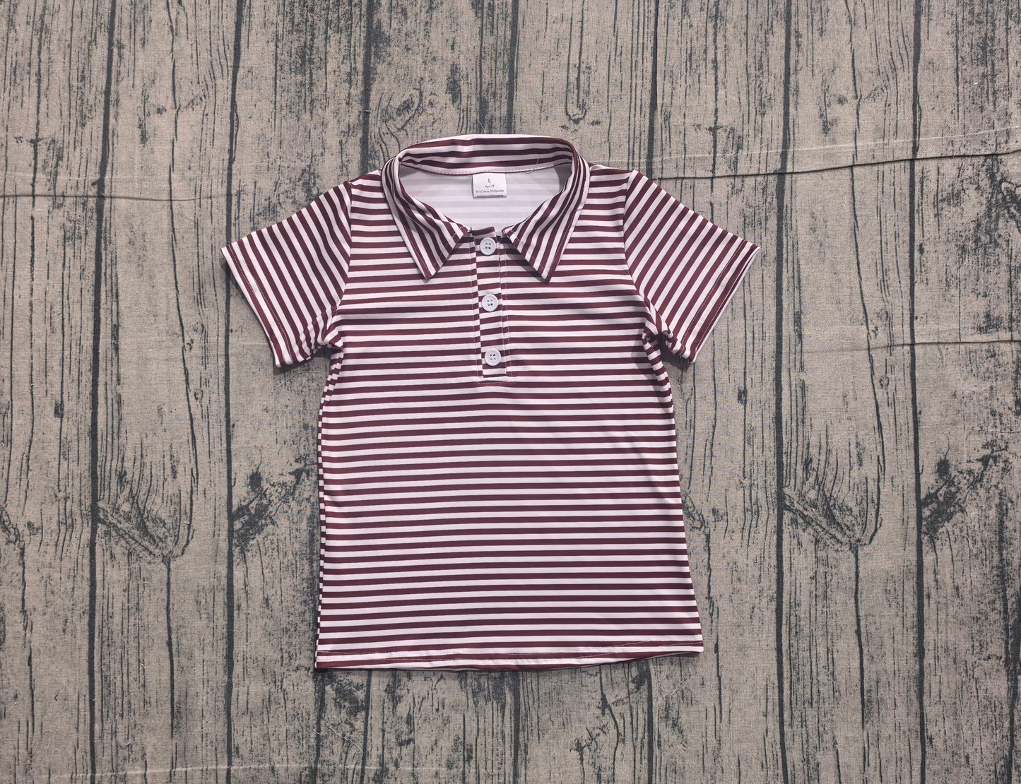 (Sample) No moq milk silk BT1833 Baby Boys Red Stripe Short Sleeve Button Casual Shirts Top