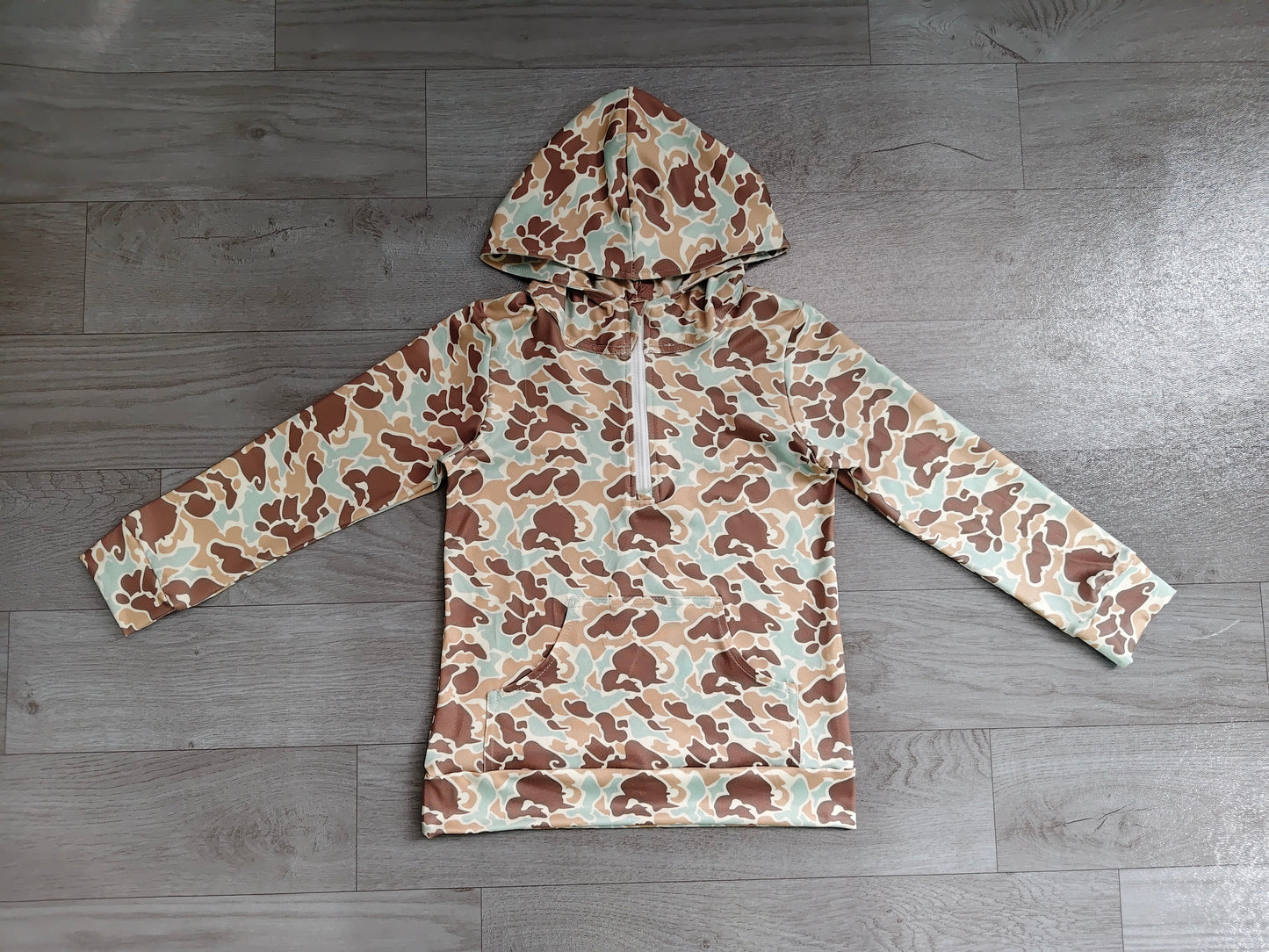(Sample) No moq BT1850 Baby Boys Camo Long Sleeve Zip Front Hoodie With Multi Pockets