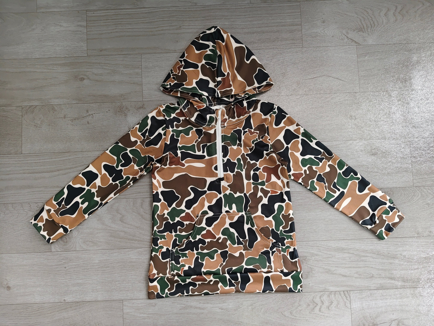 (Sample) No moq BT1851 Baby Boys Camo Zip Pocket Hoodies Tops