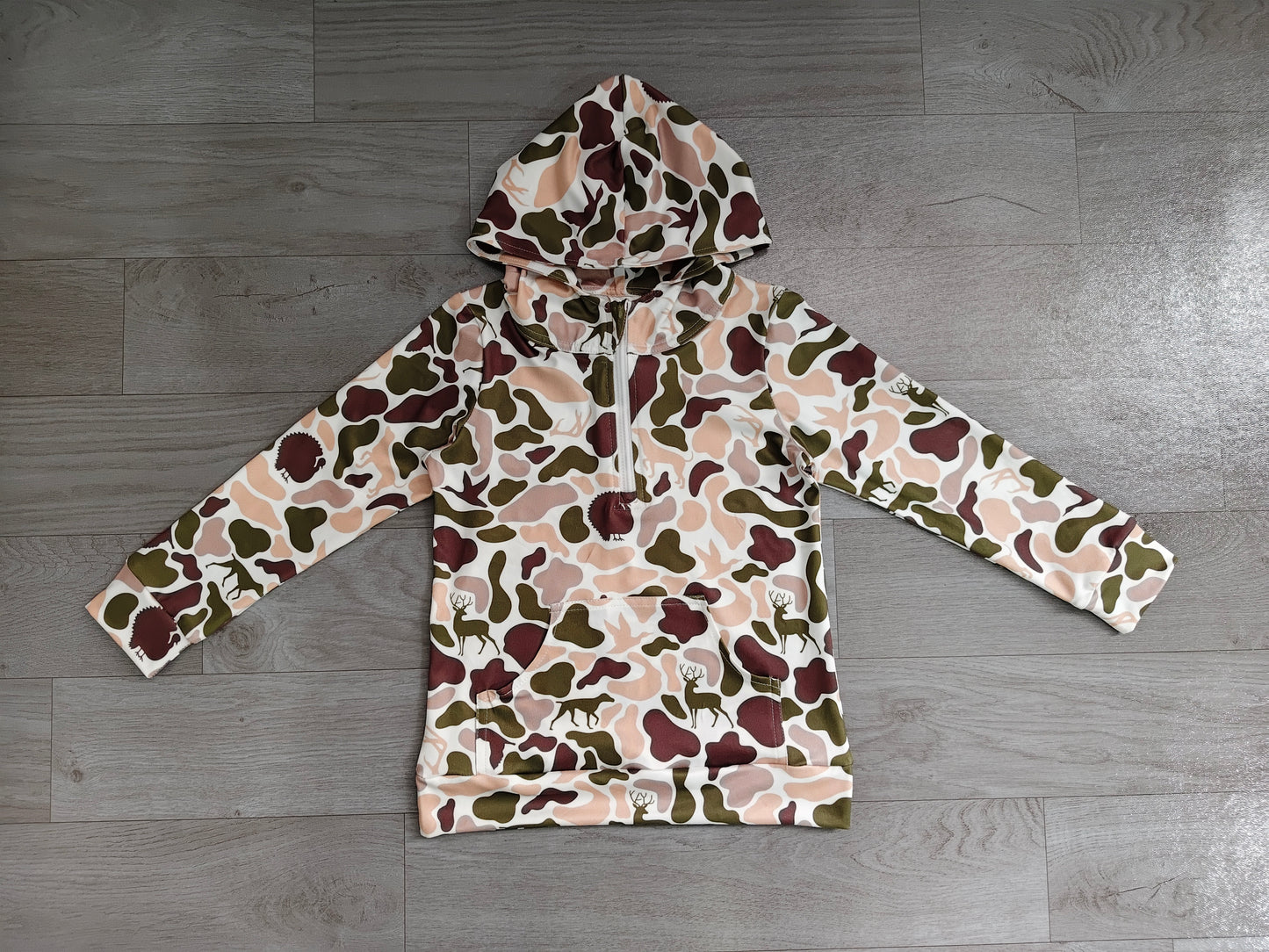 (Sample) No moq BT1852 Baby Boys Long Sleeve Southern Camo Zip Pocket Hoodies Top