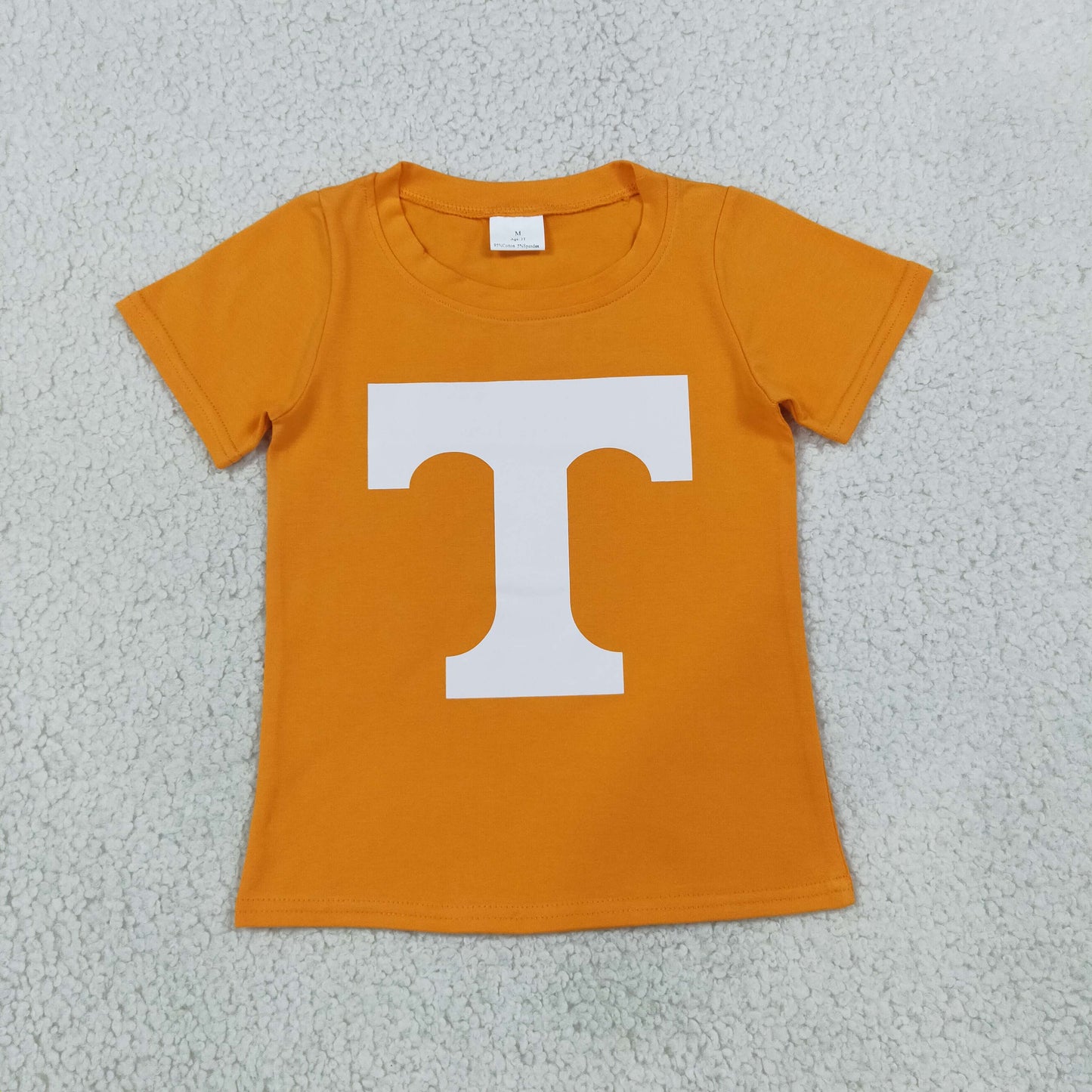 NEW RTS NO MOQ milk silk BT1881 Baby Boys Team Print Orange Short Sleeve T Shirt Top