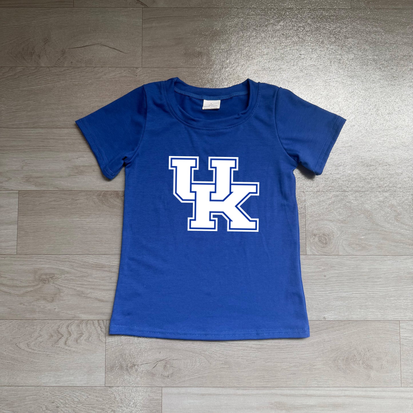 (Sample) No moq milk silk BT1882 Baby Boys Hot Blue Team Print Short Sleeve T Shirt Casual Top