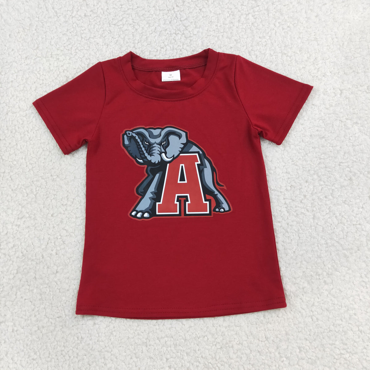 NEW RTS NO MOQ milk silk BT1883 Baby Boys Red Short Sleeve Team T-shirts Top