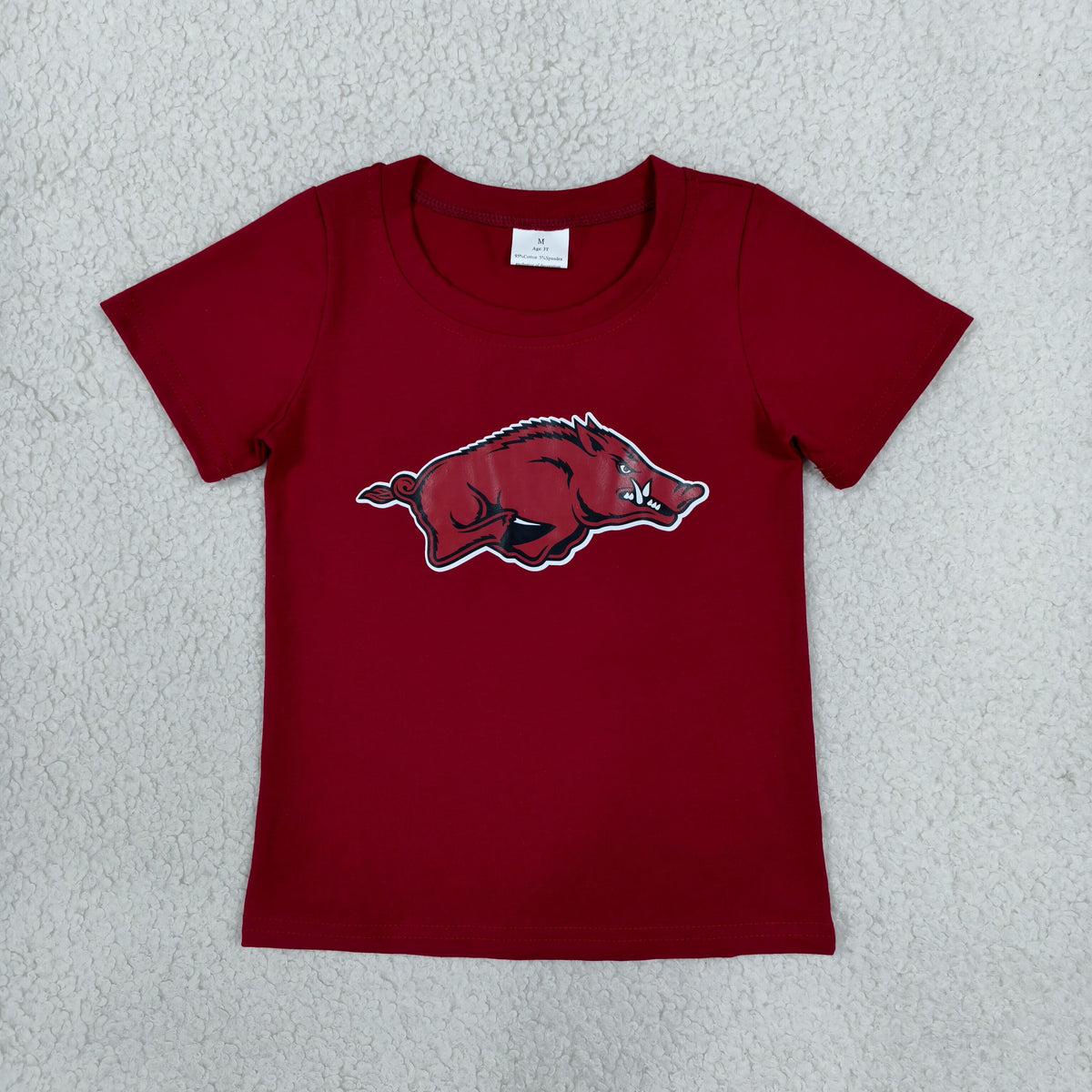 NEW RTS NO MOQ milk silk BT1885 Baby Boys Red Short Sleeve Team T-shirts Summer Top