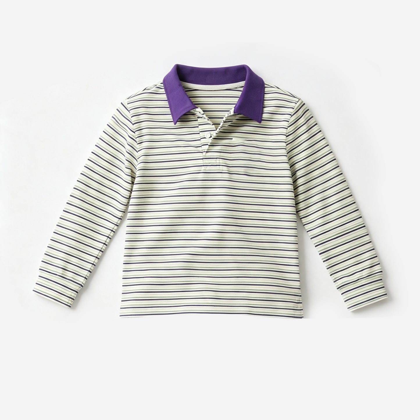 (Preorder new) No moq Baby Girls Long Sleeve Stripe Mardigras Button Knee Length Dress Button Polo Shirts Top