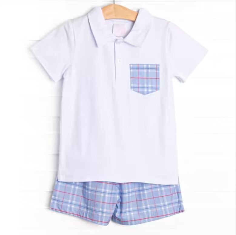 White striped boy's suit