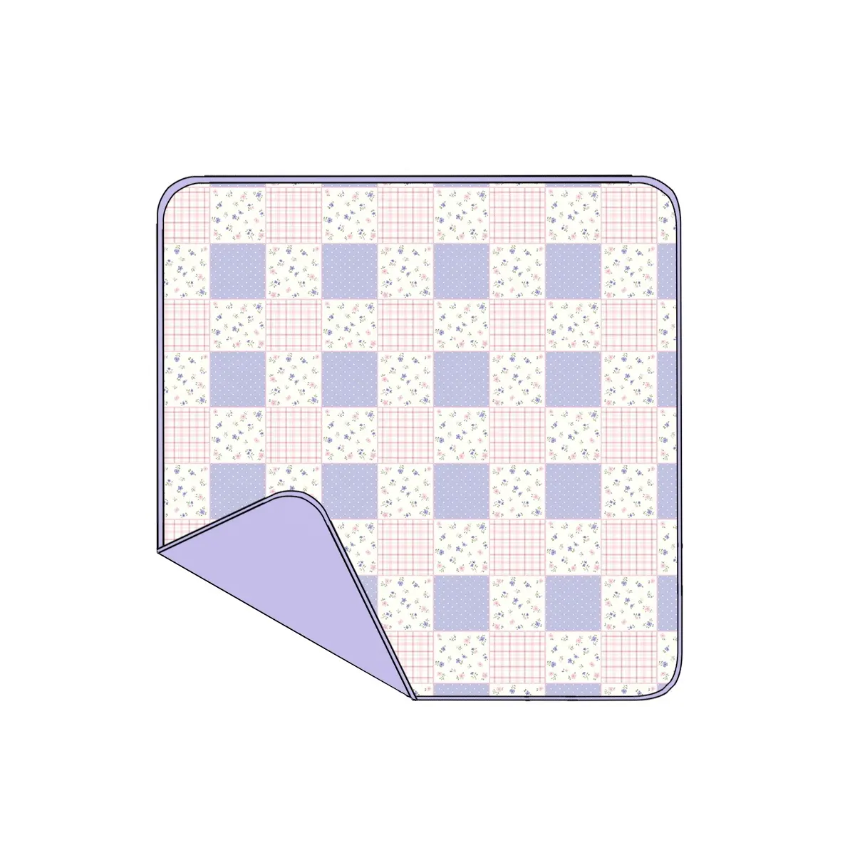 Custom MOQ 3 ETA 6-8WEEKS Taro Purple-Pink-Beige Floral Plaid Baby Blanket SIZE 29*43INCH