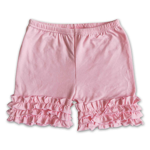 RTS NO MOQ GT0501+C13-15 Baby Girls Birthday Pink Flutter Sleeve Tee Shirts Tops Set