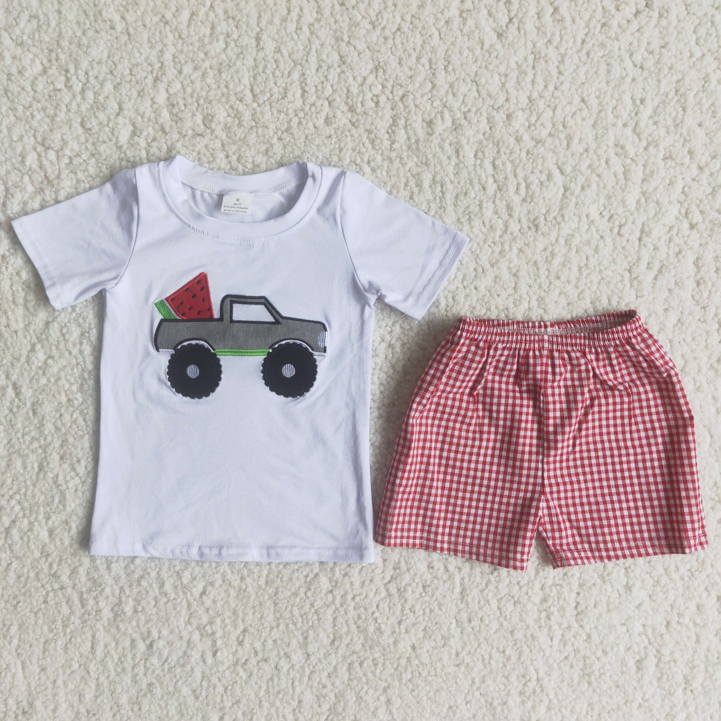 C15-3 Embroidered Watermelon Truck Seersucker Shorts Sale