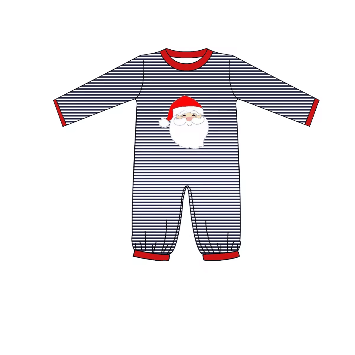 Custom moq 3 eta 6-8 weeks Long Sleeve Santa Black and White Striped Bodysuit