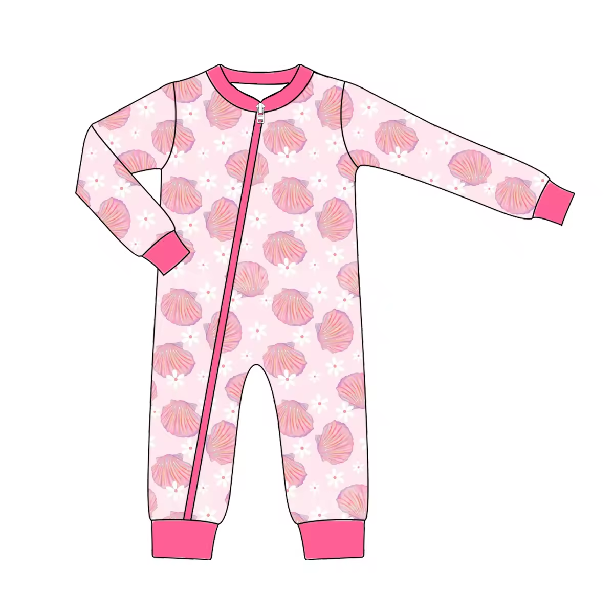 Custom moq 3 eta 6-8 weeks Long-sleeved pink shell romper