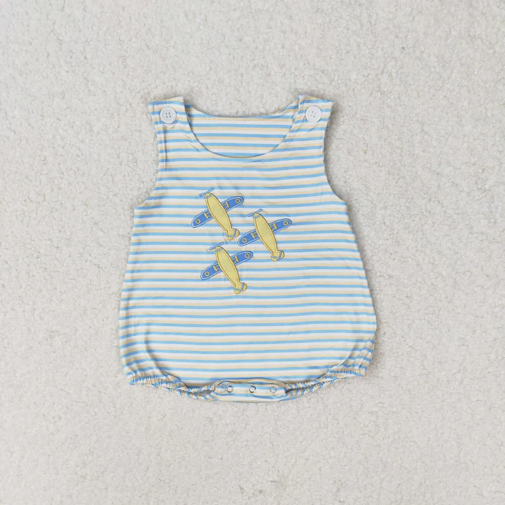 RTS Airplane embroidery suits and romper suits Baby Boys Planes Sibling Rompers Shorts Clothes Sets