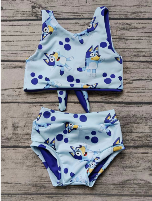 Summer double layer swimsuit blue suit