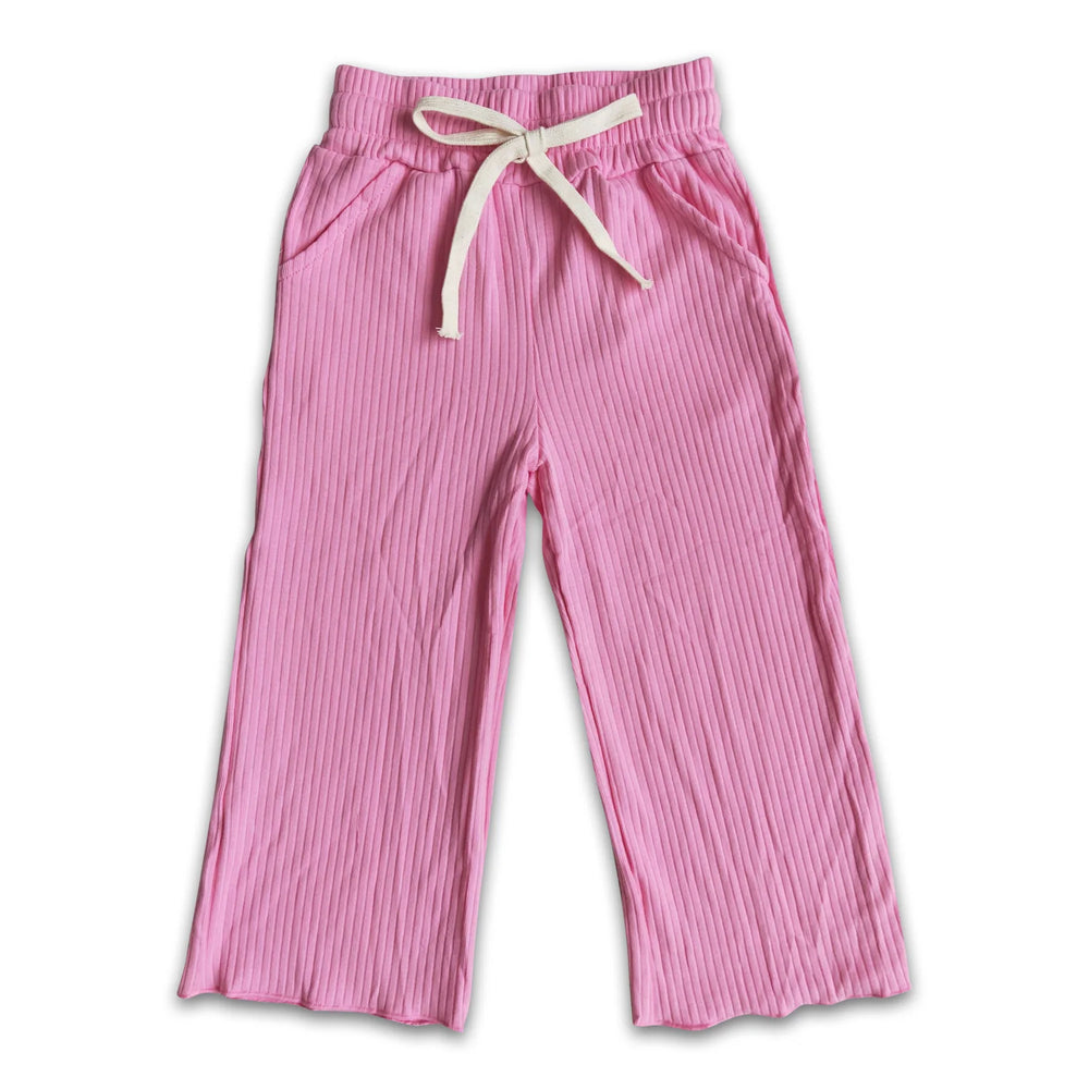 RTS NO MOQ Sibling cotton Baby Girls Solid Color Long Bell Pants Casual Daily Bottoms