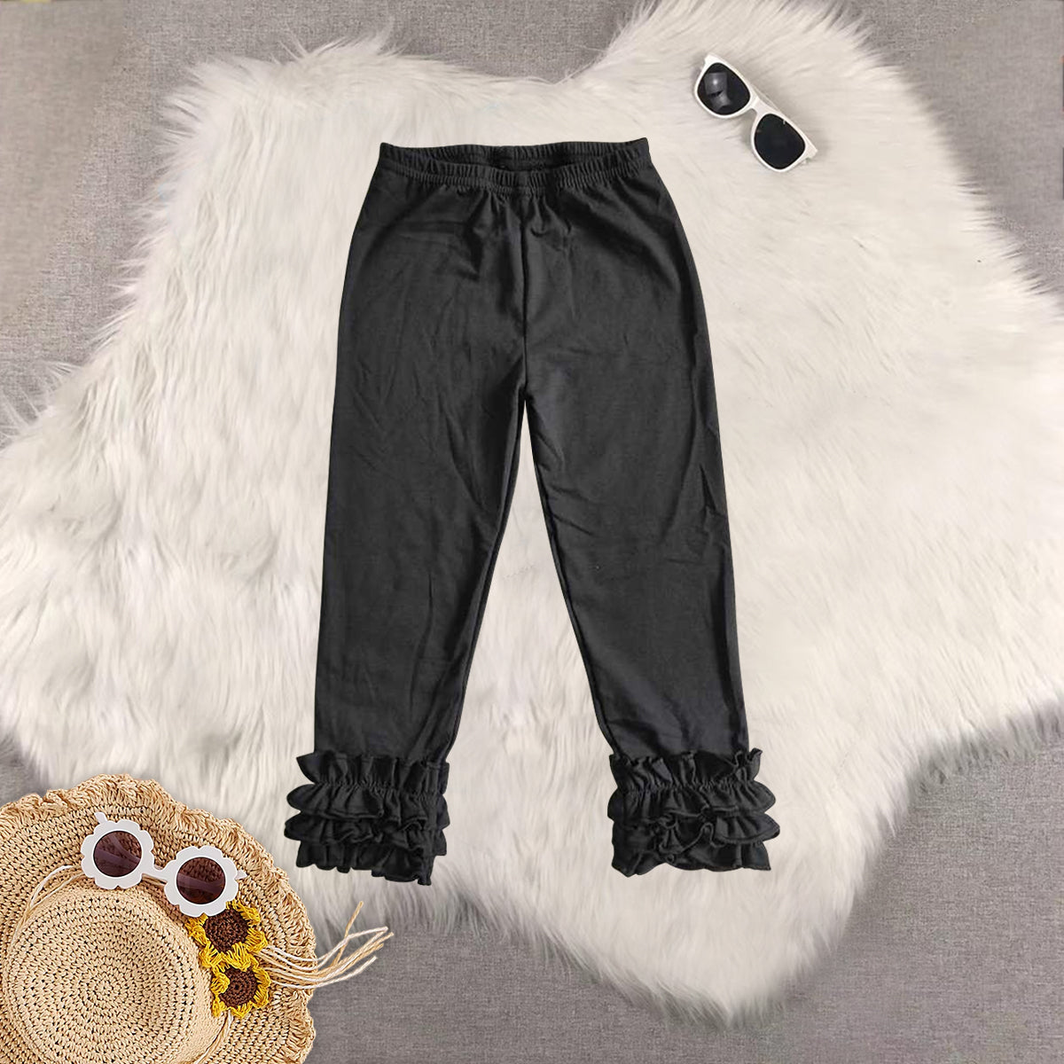 RTS NO MOQ Sibling baby girls clothes Solid color trousers mix