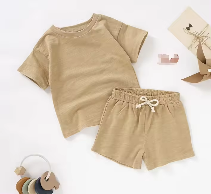 custom moq 3 cotton fabric eta 4-5weeks cotton cotton boys sets boys cotton sets brown boys sets
