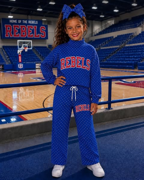 custom moq 5 mix size EAROML0103 Adult To Match Kids High Neck Blue Team Sweatshirt And Drawstring Wide Leg Pants Outfit Set