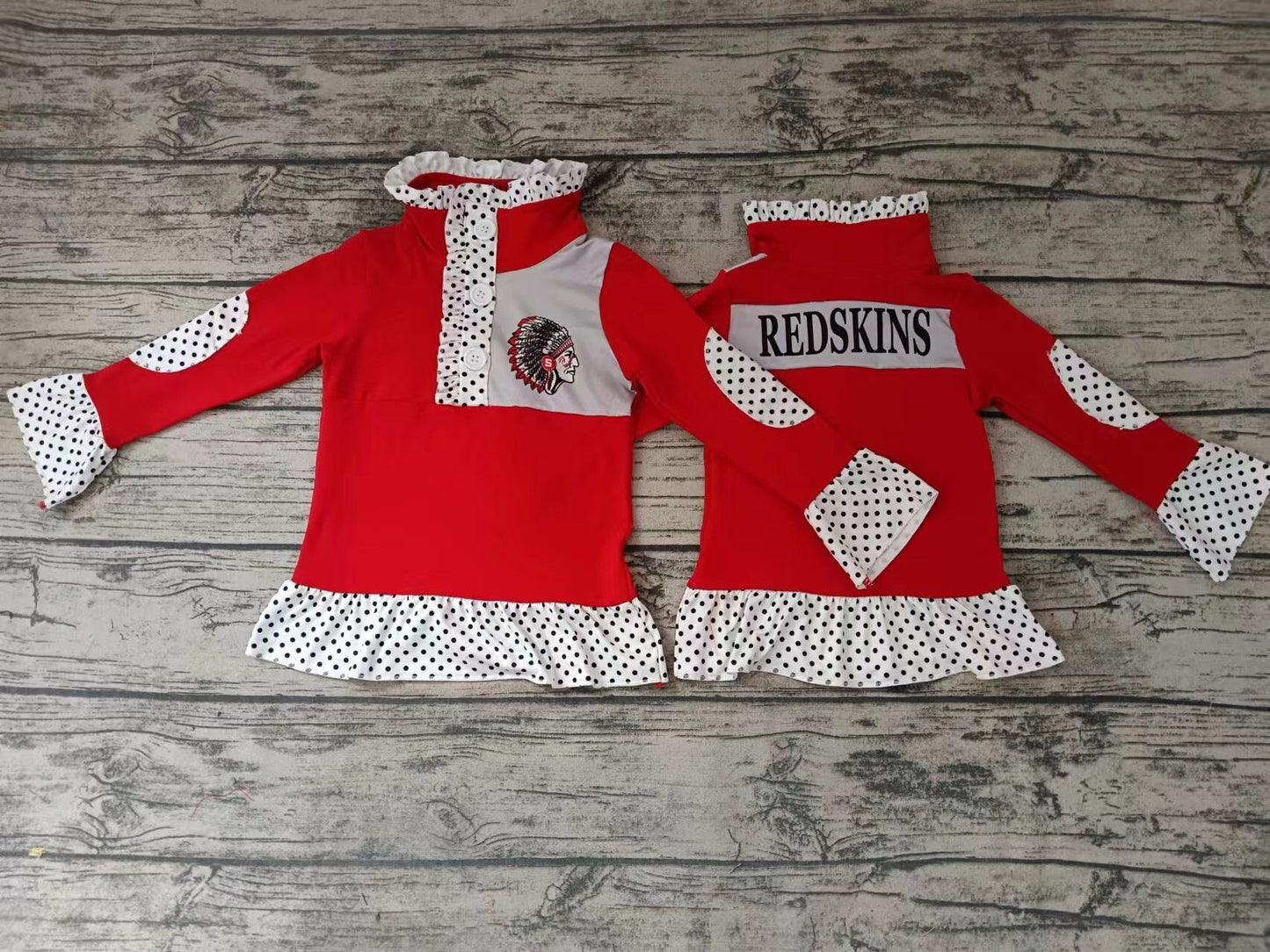 Girls red long sleeve redskins top moq 5