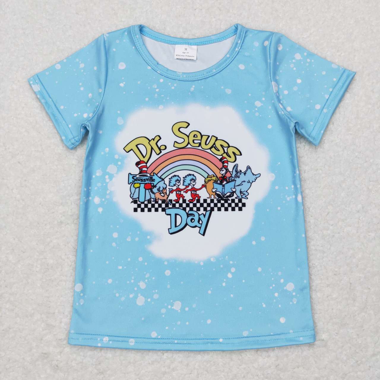 GT0365 dr seuss rainbow blue short sleeve top