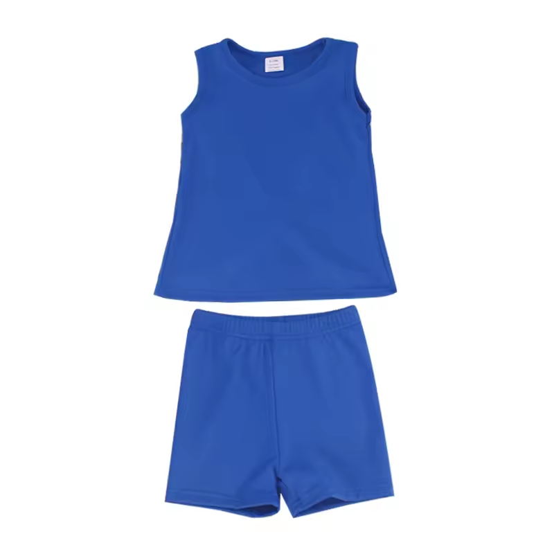 custom moq 3 cotton fabric eta 5-6week Cotton blue shorts Shorts Set